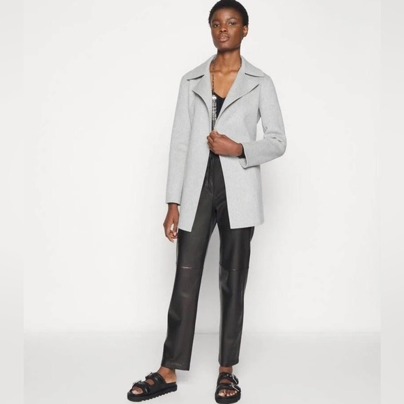 Theory Belt Overlay DF Cashmere Wool Blend Jacket In Melange Grey New Size Large - Picture 6 of 14
